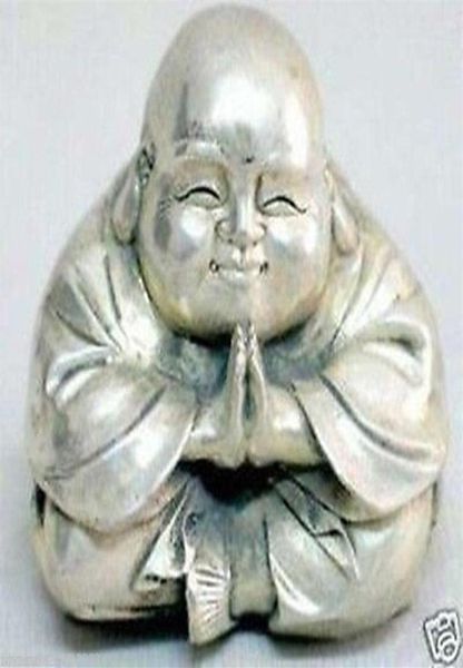 

chinese tibet silver carved happy buddha figurine jewelry gift christmas211h4260180, Black;white