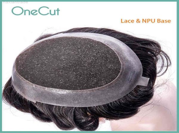 

lace pu base men toupee breathable hu hair replacement system comfortable natural hairline wigs men039s capillary prothis5016704, Black