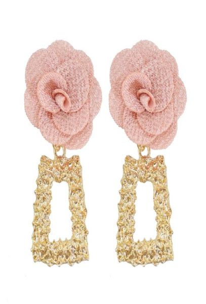 

dangle chandelier romantic pink flower drop earrings for women bohemian geometric gold metal earring summer holiday party jewelr1495070, Silver