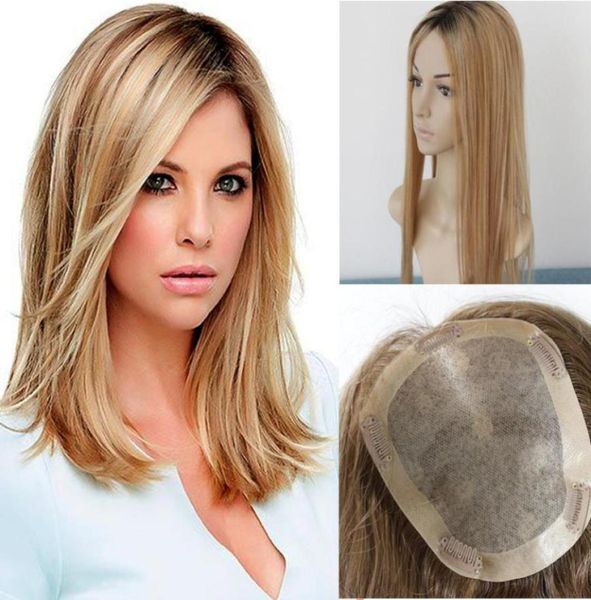 

balayage 2627 color silk human hair ers for women clip in hairpiece toupee for thinning hair46833747756045, Black;brown
