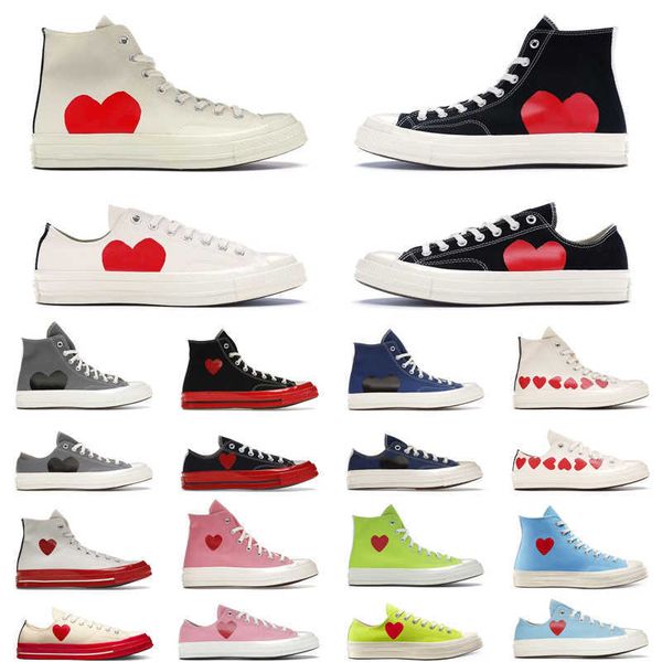 

canvas shoes casual chuck taylors high low all star comme des garcons play black white grey blue red midsole classic sports sneakers