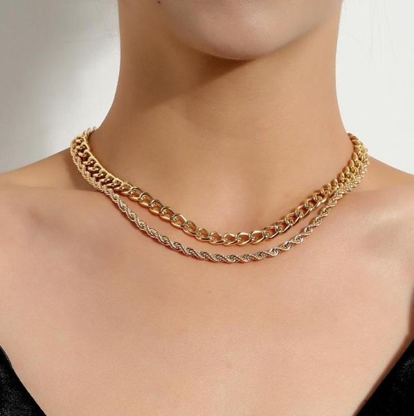 

chains vintage punk multilayer metal choker pendant link chain necklaces for women gold silver color collar party fashion jewelry 3949774