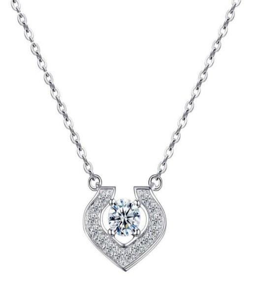 

elegant heart shaped pendant real 925 sterling silver cz diamond necklace jewelry with gift box for women whole1811582