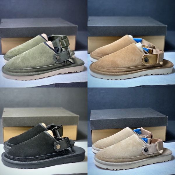

paste baotou slippers classic designer sandals fashion men's anti-fur loafers summer outdoor beach shoes comfortable breathable casual, Black