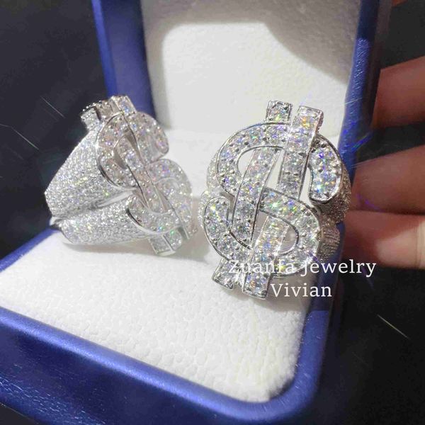 

hip hop jewelry men gold plated sterling silver ring 925 vvs moissanite diamond iced out custom rings