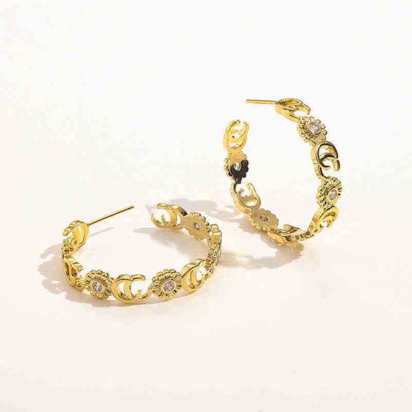

designer jewelry bracelet necklace ring sunflower earrings copper inlaid zircon real gold electroplating 925 flower earrings, Golden