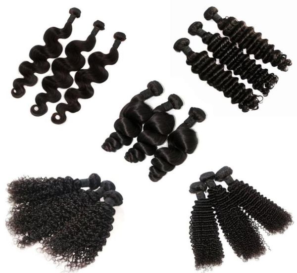 

brazilian virgin hair weave malaysian indian peruvian mongolian cambodian human hair natural color unprocessed remy hair weft exte6048236, Black