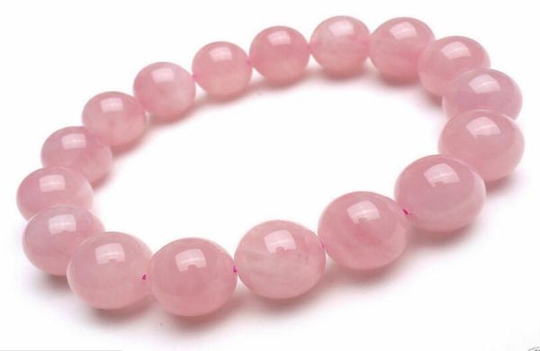 

8mm natural madagascar deep pink rose quartz crystal round beads bracelet aaa1216030, Black
