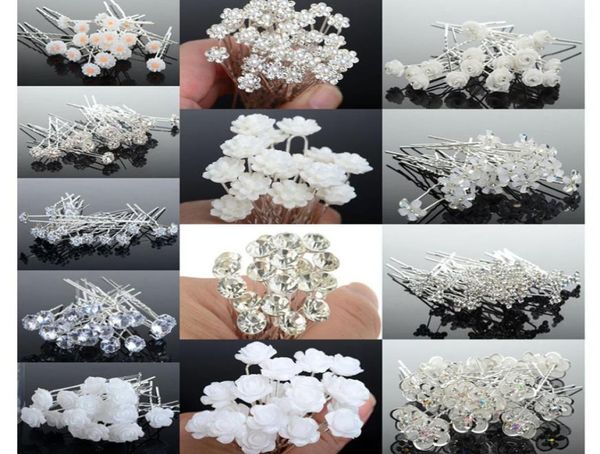 

20pcs wedding bridal pearl hair pins flower crystal hairpin clips bridesmaid jewelry accessories whole drop ship 2207195553742, Slivery;golden