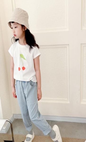 

kids girls t shirts with denim pants 2pcsets fashion girl cotton tshirts toddler trousers jeans suits55051443833059, White