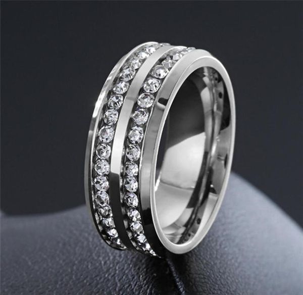 

zorcvens trendy stainless steel crystal zircon engagement rings for men wedding jewelry accessories gift fashion men rings7148803, Silver
