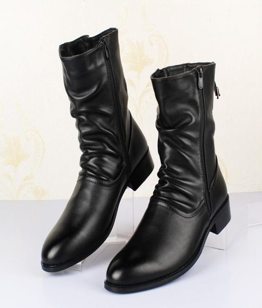 

british style boots winter spring zip soft leather men black bootshandmade snow pointed toe shoes men 62520d505852563