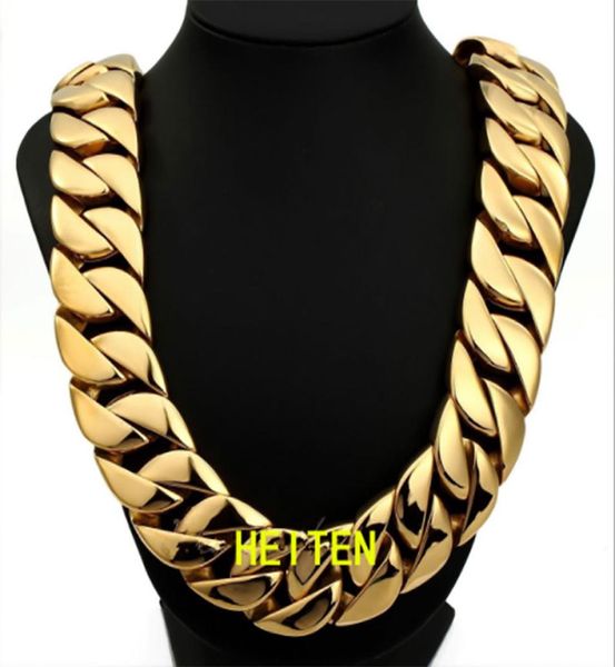 

luxury mens 316l stainless steel heiten 32mm 23mm width16quot28quot hip hop heavy cuban gold chain fashion heiten jewelry 282001331, Silver