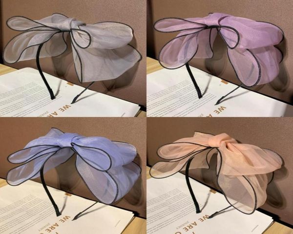 

new lace doublelayer big bow hairpin fashion headdress simple wide side ed waist wide hair band43119065494651, Black;brown