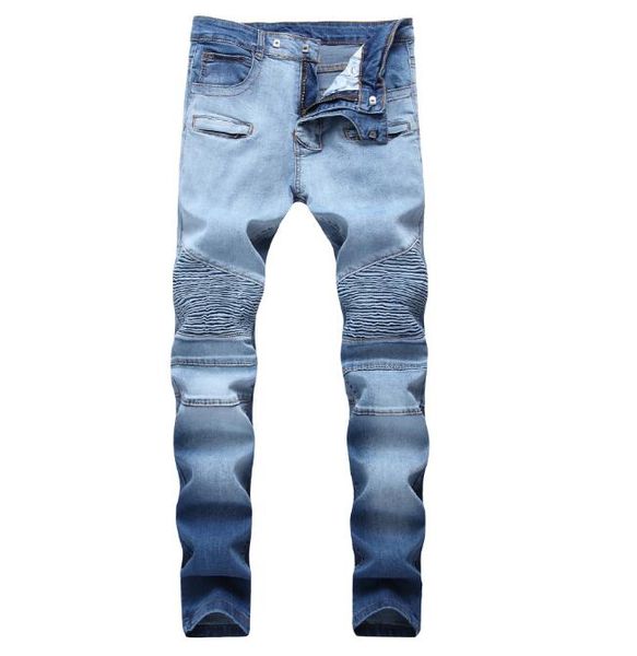 

classic printed embroidery designer mens jeans motorcycle hole luxury denim men's fashion street wear men designer pants, Blue