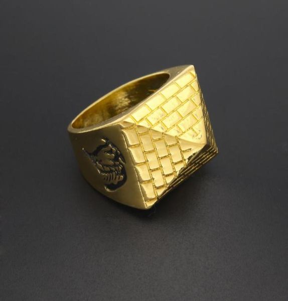 

men punk egyptian pyramid ring fashion hip hop jewelry gold color charm alloy metal rings women9214350, Silver