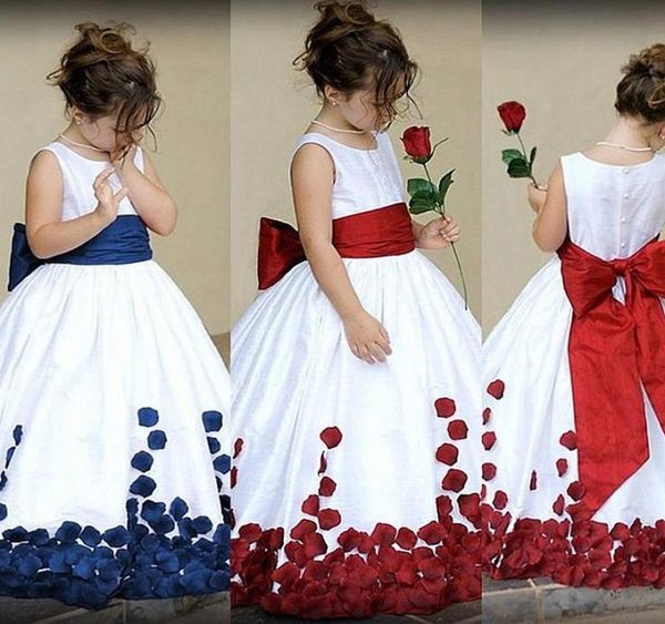 

new arrival lace ball gown flower girl dresses for weddings appliques little girls pageant dress short sleeves pearls first commun7707192, White;blue