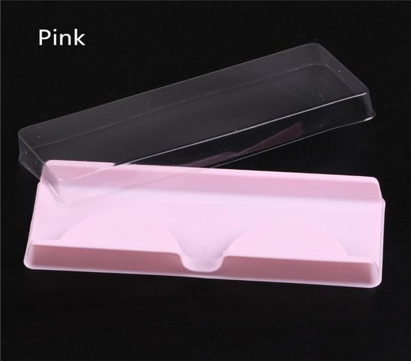 

4colors transparent white pink plastic eyelashes packaging box fake eyelash tray storage cover single case transparent lid clear t1629339