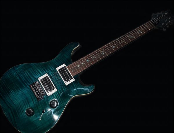 

custom prs electric guitar mahogany flame maple bird mosaic, vibrato bridge