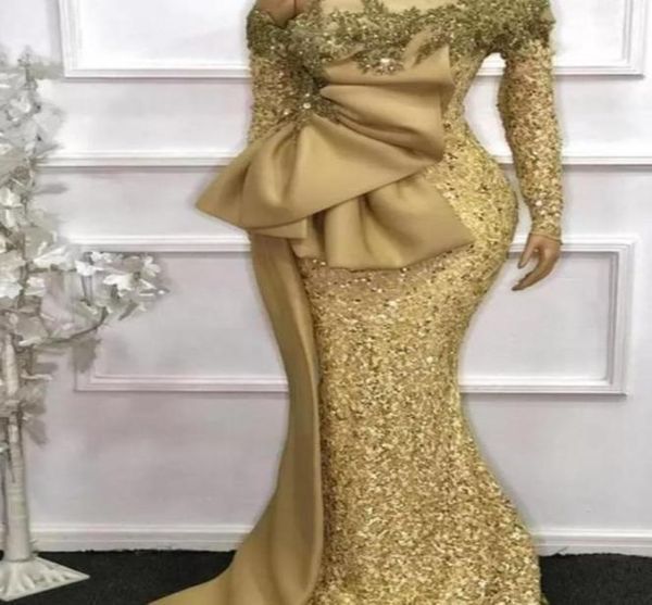 

2022 elegant african style lace mermaid evening dresses plus size sequins long sleeves beaded prom party gowns robe de soiree bc115142675, Black;red