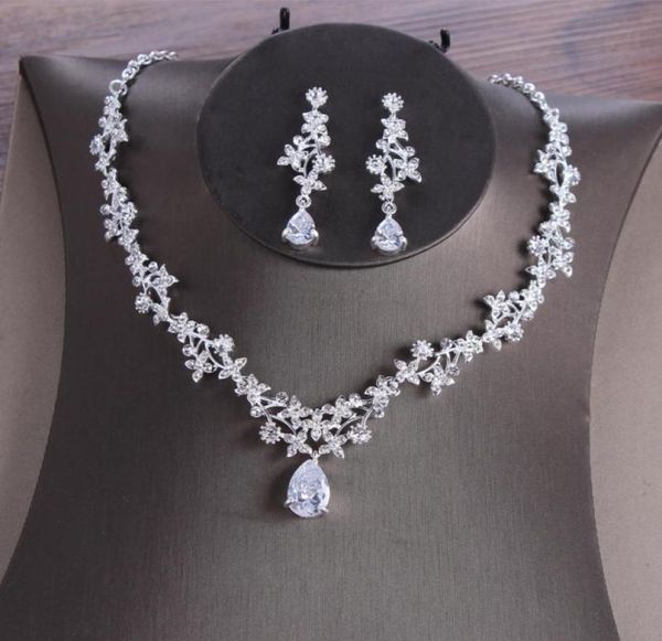 

wedding bridal earrings necklace 2019 bridal jewelry sets shining rhinestones mori girl prom formal party qunice wear jewelry set 1920788, White