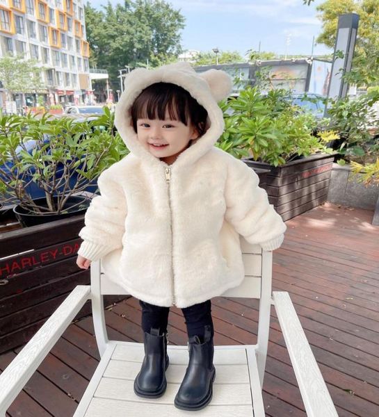 

baby girl jacket winter kids girls fur warm hooded coats cute babe clothing children039s outerwear3215589, Blue;gray