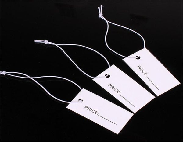 

1000pcs 1733cm one side printed white paper tags with elastic string hang tags label for jewelry8070922