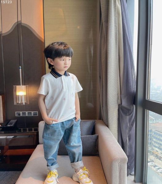 

toddler kids polo tshirt summer short sleeve cotton turn down collar pure color sport polos boys girls shirts o6815437, Blue