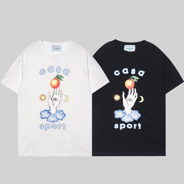 

mens womens couple casablanc shirt casa talisman t-shirt 100% organic cotton talisman black screen-printed relaxed fit tshirt features seaso, White;black