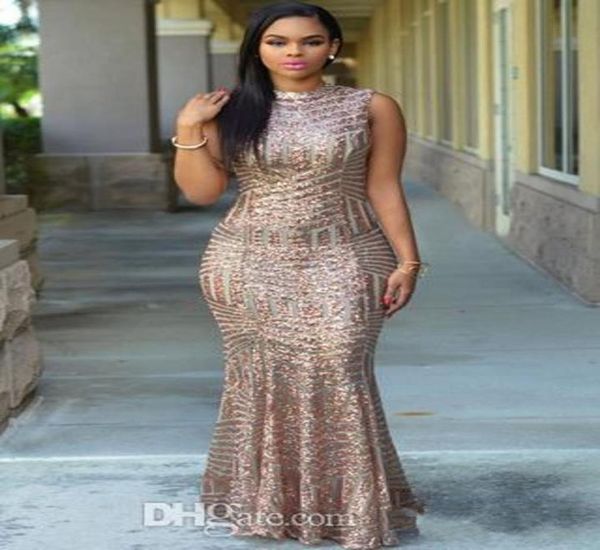 

2020 new arrivals chic mermaid sequined evening dresses keyhole backless floor length evening prom gowns plus size 2092195323, Black;red