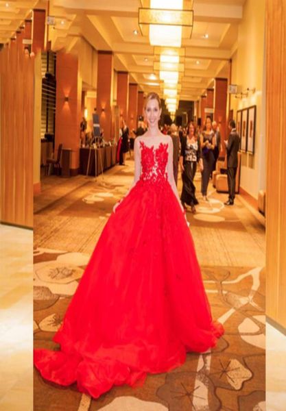 

middle east red evening dresses 2016 sheer bodice with back and long sleeves organza court train evening gowns6025118, Black;red