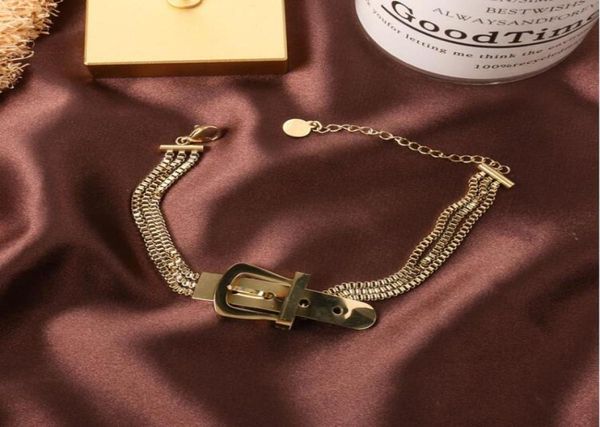 

european and american titanium steel nonfading belt buckle bracelet japan and south korea temperament chain exaggerated street co2236996, Black