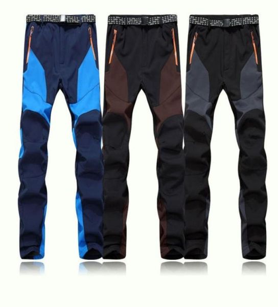 

winter men warm softshell fleece pants skiing snowboard outdoor sport hiking trousers grey camping climbing breath snow pants2467148