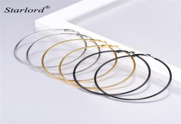 

large hoop earrings set for women size 70mm goldblackstainless steel circle 3ge3370kbh huggie4074638, Golden;silver