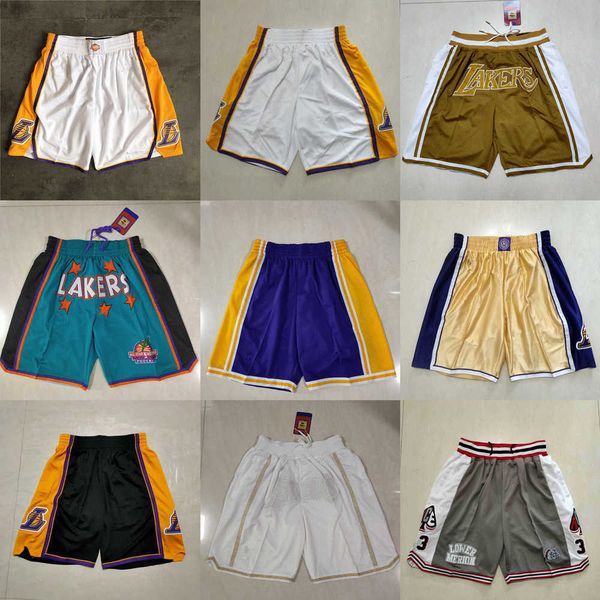 

los angeles''lakers''men throwback basketball shorts pocket red black