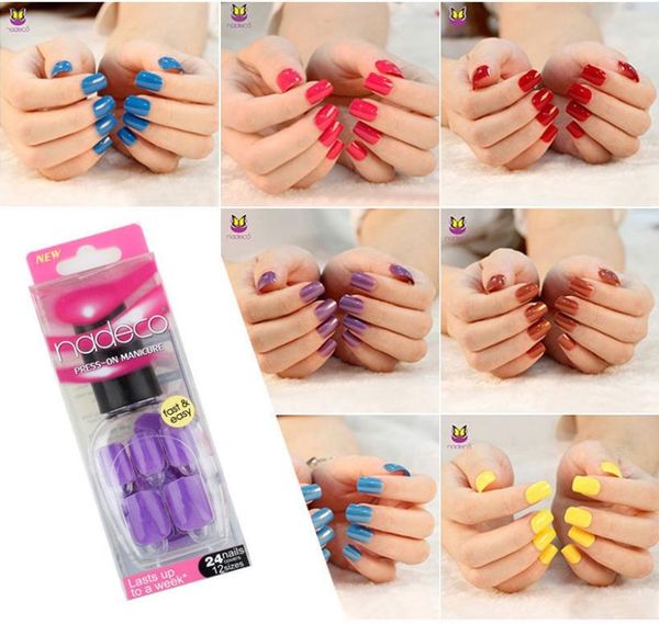 

belen 10 colors false nails tips press on manicure gel polish false tips nail art design short length artificial nails extension y7211535, Red;gold