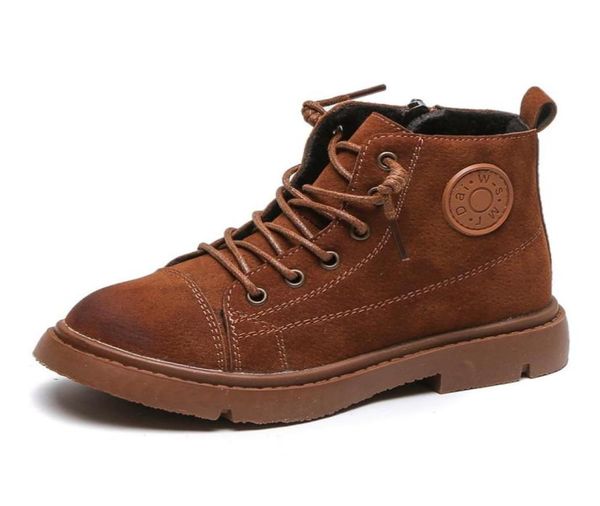

2019 autumn winter boys and girls boots retro rub paint children cotton casual shoes kids student laceup boots99866377149044, Black;grey