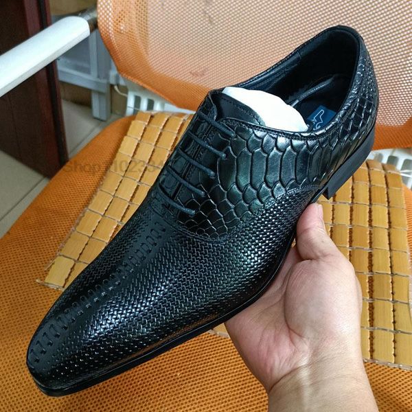 

black snake pattern oxford shoes men brogues shoes lace up formal shoes genuine leather wedding business men luxury dress shoes