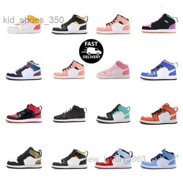 

kids jumpman 1 high basketball shoes royal scotts obsidian chicago jordon 1s designer skateboard shoes toddler boys girls sneakers children, Black