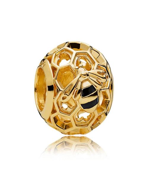 

yellow gold plated bee hive beads charm sterling silver women jewelry accessories with original box set for pandora bracelet bangl1832917, Bronze;silver