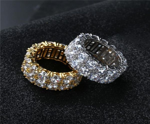 

rings jewelry fashion gold silver plated circle hiphop cluster rings whole luxury full highclass zircon finger r4598886, Golden;silver
