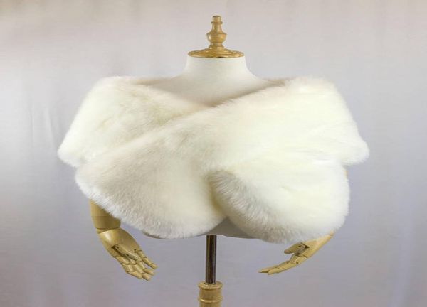 

winter wedding coat bridal faux fur wraps warm stick shawls outerwear black gary shrug women jacket christmas prom evening3755654, White