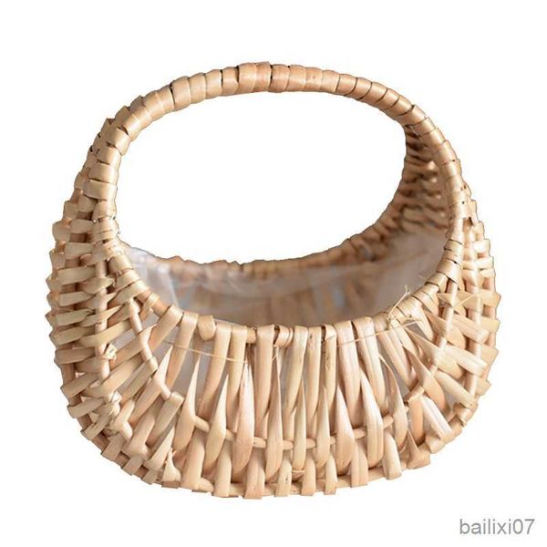 

basket fashion portable flower arrangement basket weaving bag rattan willow manual