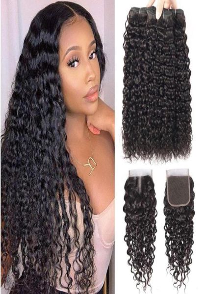 

beaudiva hair water wave bundles with closure curly brazilian water wave bundles with closure brazilian human hair weave bundles944642492, Black