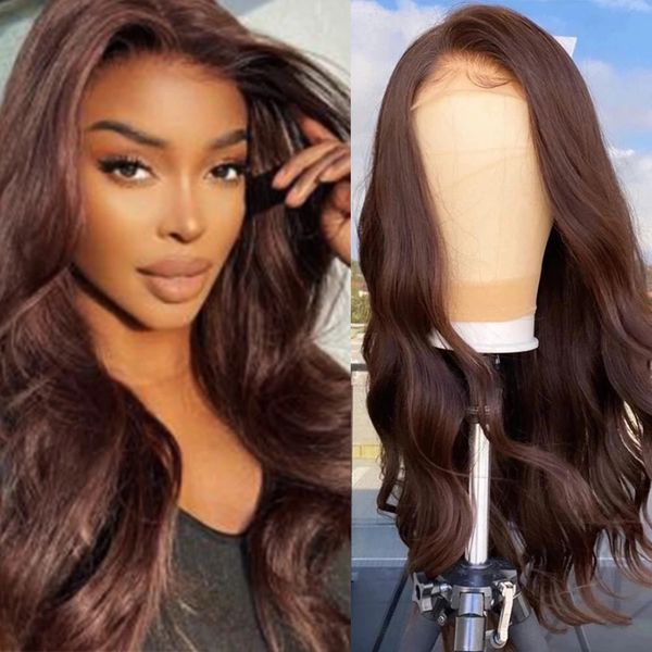 

long natural wave brown color synthetic lace front wig loose wavy heat friendly wigs party daily makeup use women hair, Black