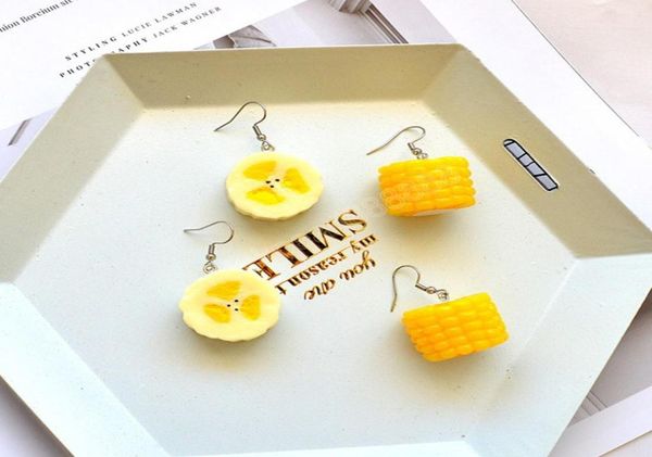 

sweet emulational banana corn segments dangle earrings creative student girls jewelry food eardrop accessories gift8822371, Silver
