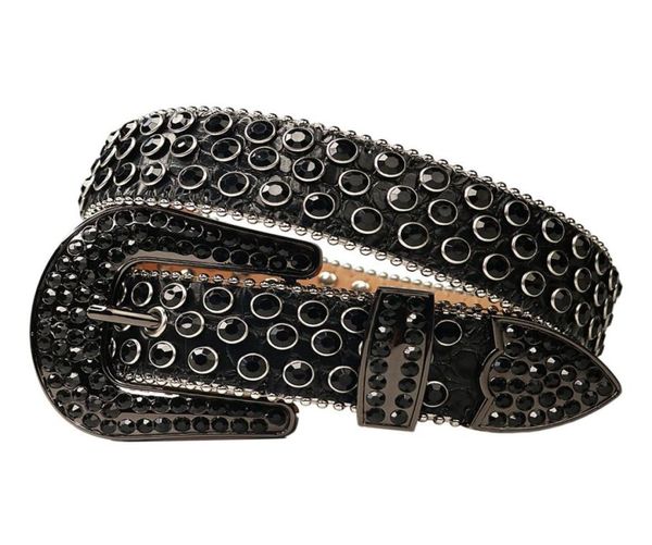 

vintage western rhinestones belt removable buckle cowboy cowgirl bling leather crystal studded belt for women men5073079, Black;brown