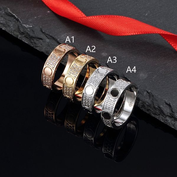 

love rings womens designer ring couple jewelry brand titanium steel with diamonds fashion love ring men and women rose gold jewelry for love, Slivery;golden