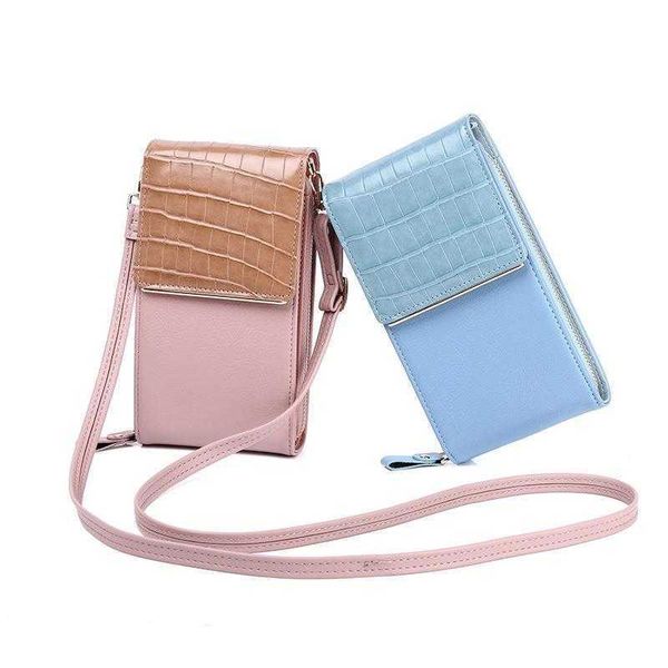 

womens bag mobile phone multi functional shoulder crossbody cover mini stone pattern coin purse, Red;black