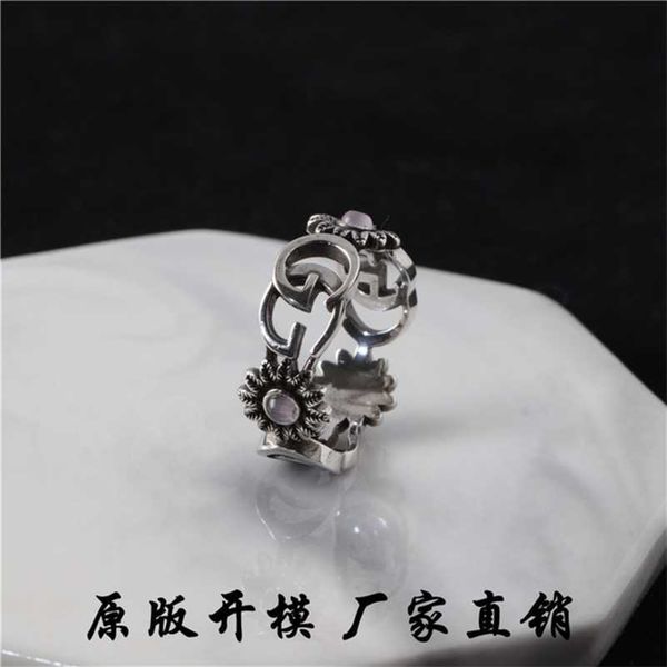

designer jewelry bracelet necklace ring sterling flower ring ins personalized universal gift ring for men women, Silver